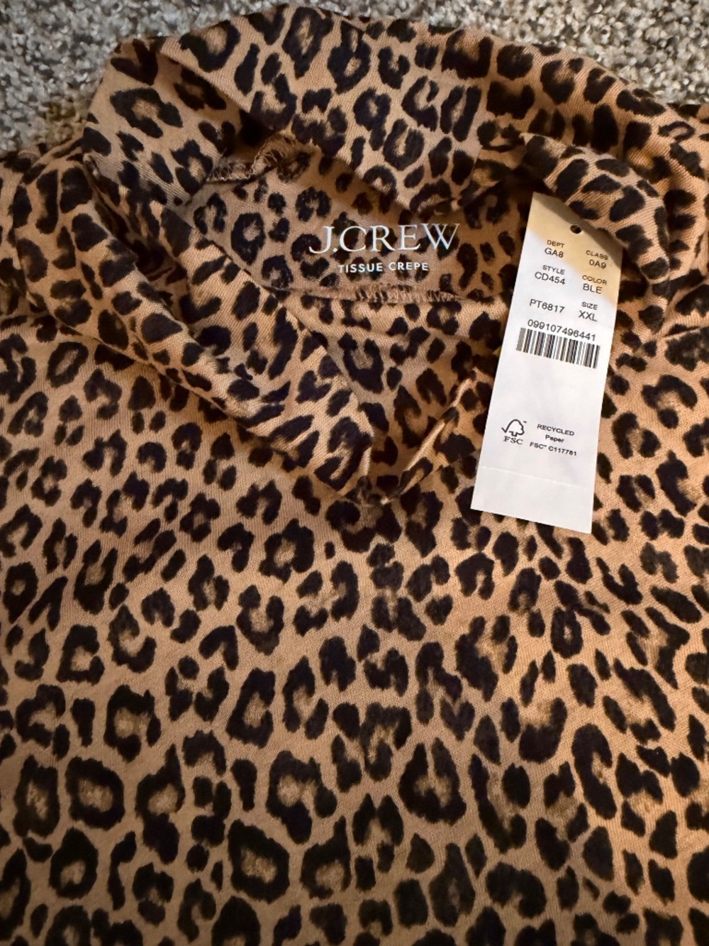NWT J.Crew Tissue Crepe Turtleneck LS T-Shirt Size XXL - Picture 4 of 6